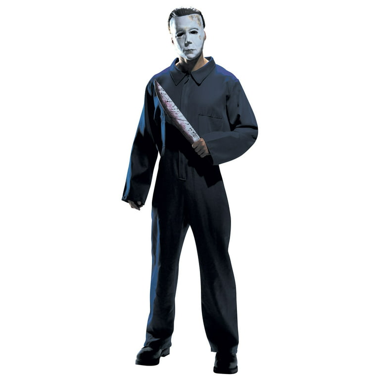 Mechanic Jumpsuit M Myers Horror Navy Blue Zip Front Multi Character Costume